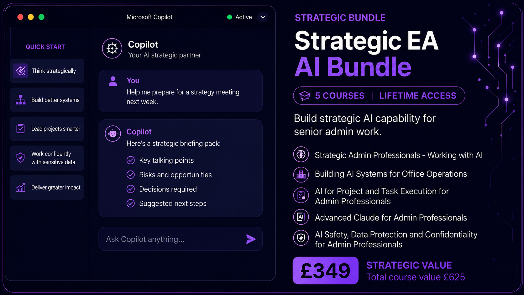 Strategic EA AI Bundle, Strategic Bundle. 5 courses, lifetime access. £349, total course value £625.